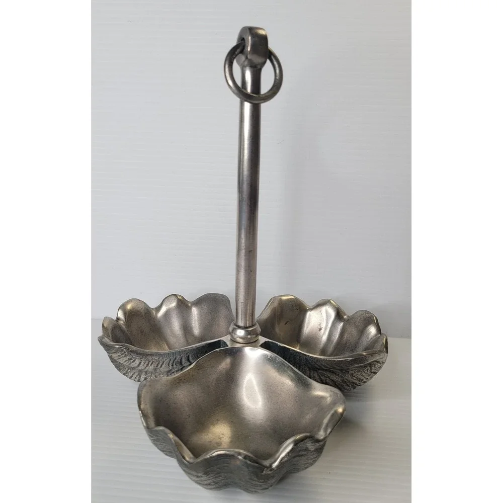 Pottery Barn Clam Shell Triple Condiment Server Ocean Beach Coastal‎ RARE Unique